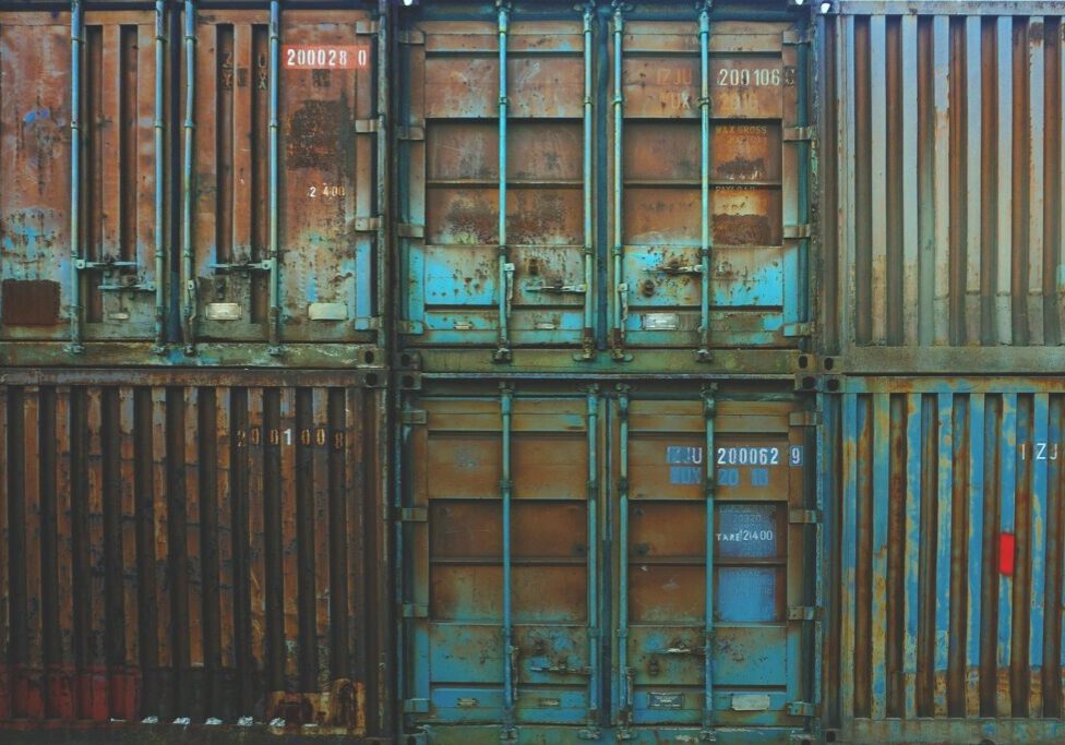 A close up of an old rusty container